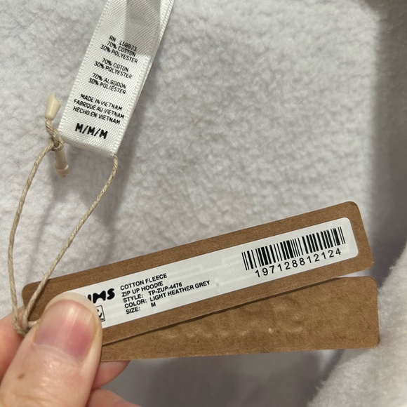 NWT SKIMS Cotton Fleece Zip Up Hoodie Light Heather Gray Sz Medium - Picture 6 of 7